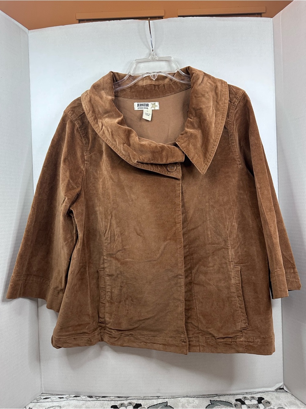 jeanstar Suede like Coat in Warm Brown, Size L, NWT
